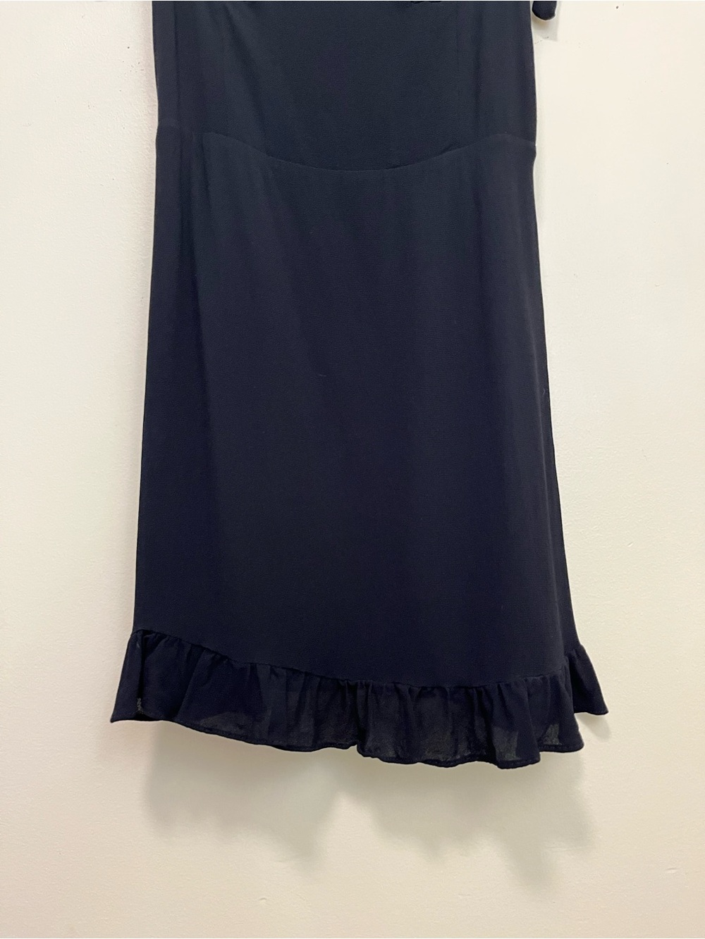 Reformation Christine Dress - Black Tie-Shoulder Ruffle Mini Dress - Picture 4 of 14